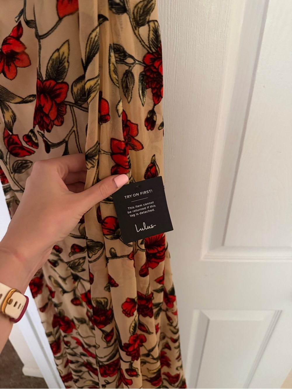 Lulu's Cream Maxi Dress with Red Rose Print - Picture 4 of 4